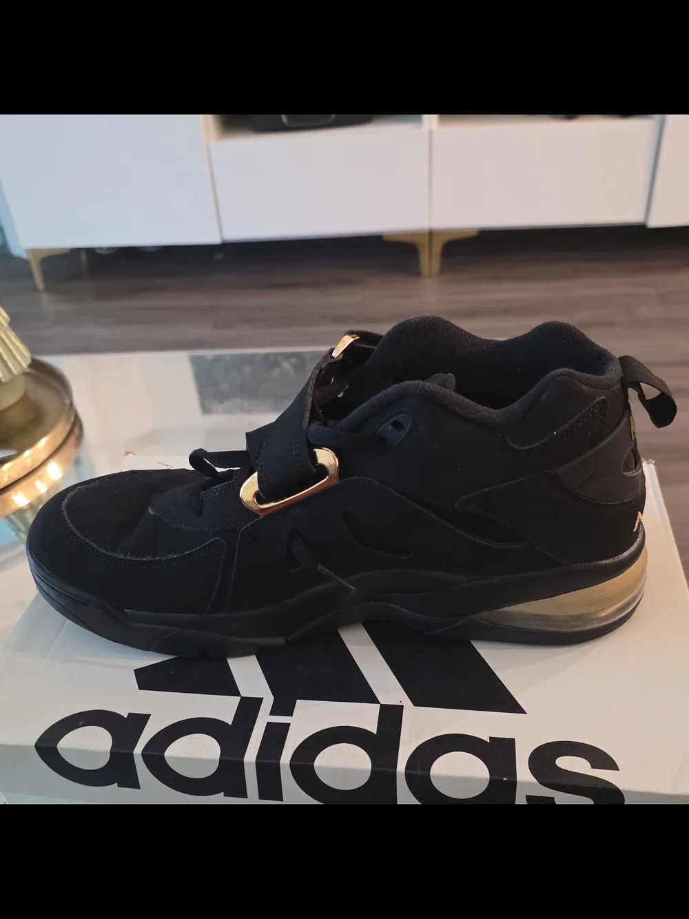 Nike Air Force Max Cb Mid-Top Sneaker Black/Gold Lace-Up Hook & Loop - Picture 10 of 11